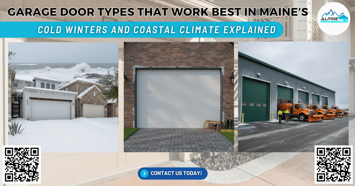 Alpine Garage Doors New England Garage Door Types That Work Best in Maine’s Cold Winters and Coastal Climate Explained - Alpine Garage Doors New England